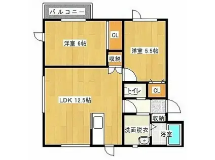 パークステージ澄川町II(2LDK/3階)の間取り写真