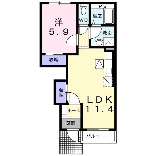 アイビー・ハイツ(1LDK/1階)の間取り写真