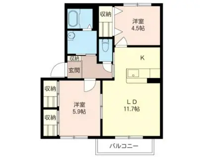 グランシードつきみ野II(2LDK/2階)の間取り写真