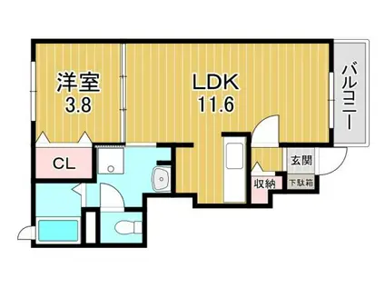 ラインテラ(1LDK/1階)の間取り写真