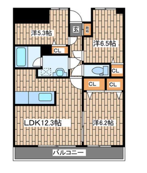 グランドエンブレム横浜(3LDK/2階)の間取り写真