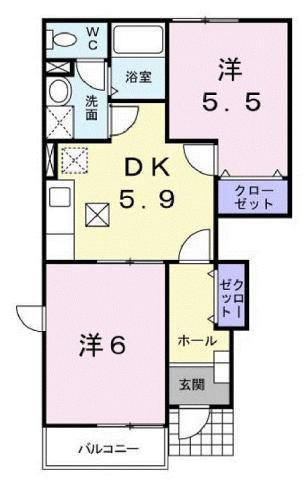 グリーンパレス A(2DK/1階)の間取り写真