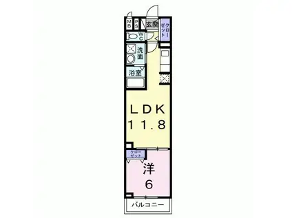 グランデ蒲生茜町(1LDK/3階)の間取り写真