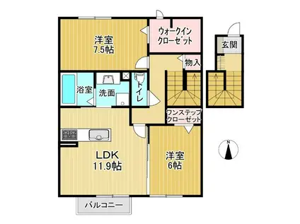 セジュール 藍(2LDK/2階)の間取り写真