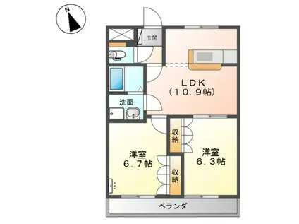 レガート(2LDK/2階)の間取り写真