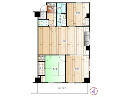 横浜山手マンション(3LDK/7階)の間取り写真