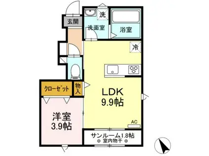 SPECIALE(1LDK/1階)の間取り写真