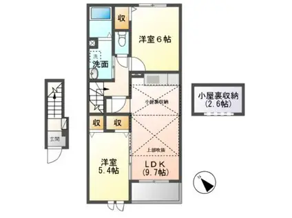 ミルキーウェイ(2LDK/2階)の間取り写真