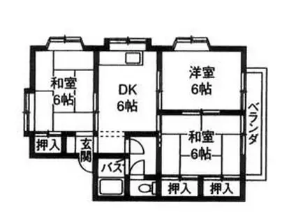 ガーデンハウスA(3DK/1階)の間取り写真