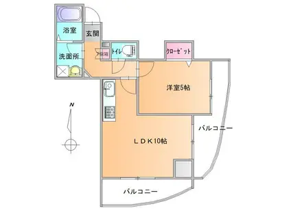クオリア双葉(1LDK/2階)の間取り写真