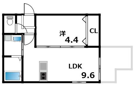 T-SQUARE岡本(1LDK/3階)の間取り写真