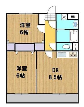 あんずマンション(2DK/3階)の間取り写真