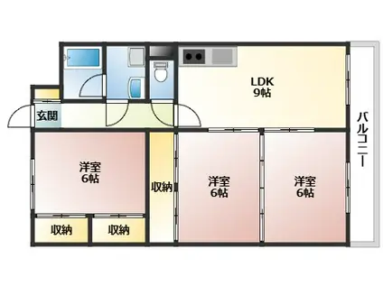 庚午グリーンハイム(3LDK/3階)の間取り写真