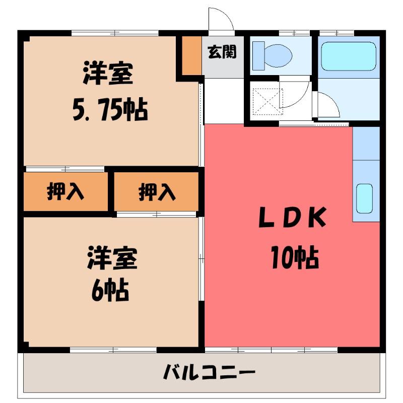 MBCハイツA(2LDK/1階)の間取り写真