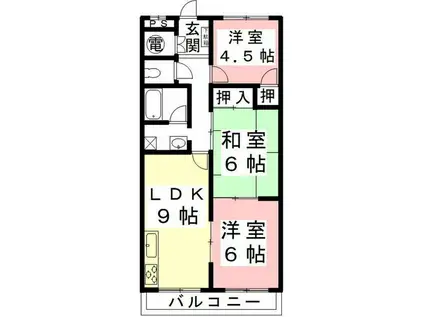 ファミールうすずみ(3DK/3階)の間取り写真