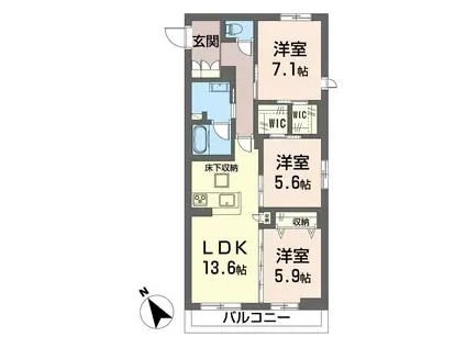 セイメイル(3LDK/1階)の間取り写真
