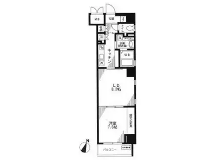 レスプリヴァルール(1SLDK/8階)の間取り写真