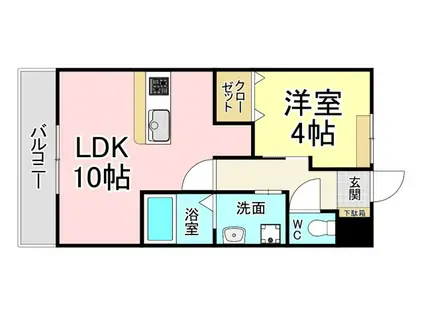 コクショウM(1LDK/1階)の間取り写真