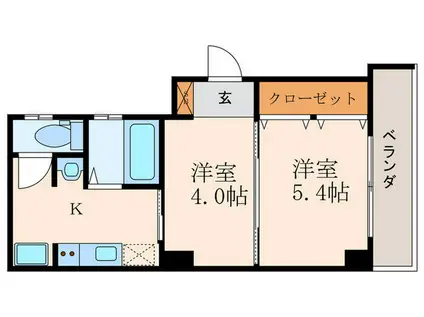フレイヴァレジデンス尼崎III(2K/2階)の間取り写真