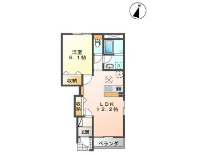 平田ハイツ(1LDK/1階)の間取り写真