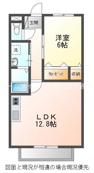 ベルバランセ小坂井(1LDK/1階)の間取り写真