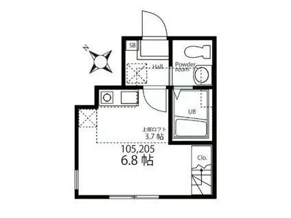 ハーミットクラブハウス菊名IIIA号棟(ワンルーム/1階)の間取り写真
