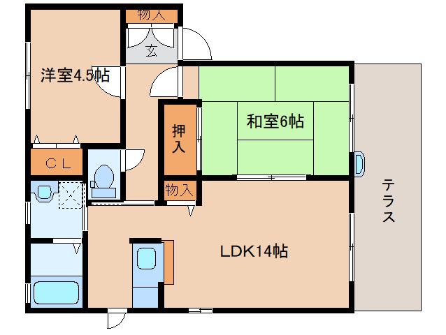 プリムローズ1番館(2LDK/1階)の間取り写真