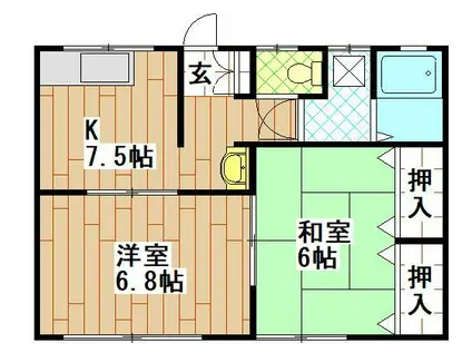 ドルフM(2K/1階)の間取り写真