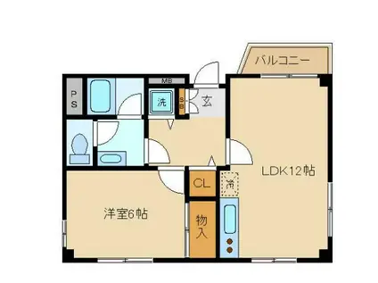 ヒルズ藤(1LDK/2階)の間取り写真