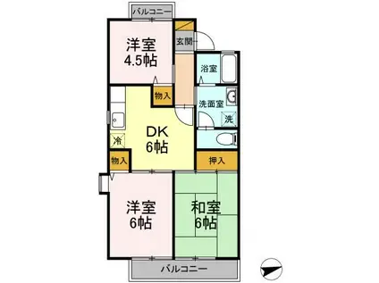 グランディール(3DK/1階)の間取り写真