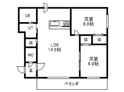 グランメール814(2LDK/1階)の間取り写真
