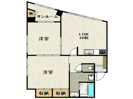宝塚ビル(2LDK/8階)の間取り写真