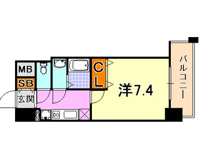 フロイデ(1K/4階)の間取り写真