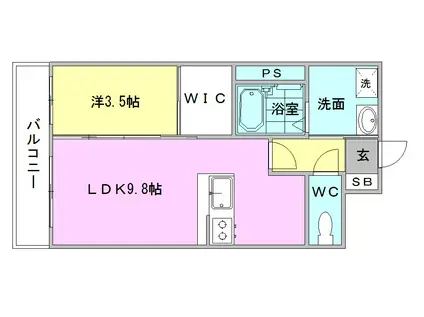 ネストピア東比恵駅前(1LDK/2階)の間取り写真