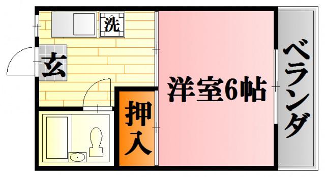 ひだまり(1K/2階)の間取り写真