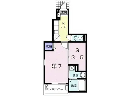 ラポール西庄(1SK/1階)の間取り写真