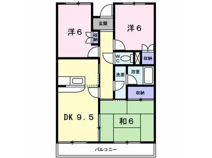 カンスタント八千代(3DK/3階)の間取り写真