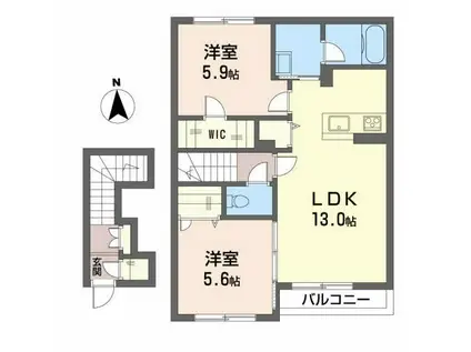 ライブリー笹木野(2LDK/1階)の間取り写真