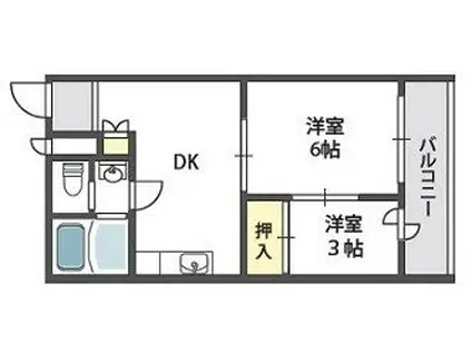 五條コーポ(2DK/3階)の間取り写真