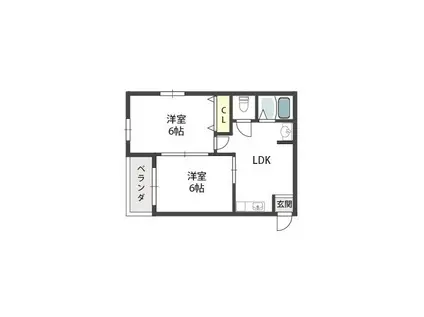 ニッコーハイツ(2LDK/2階)の間取り写真