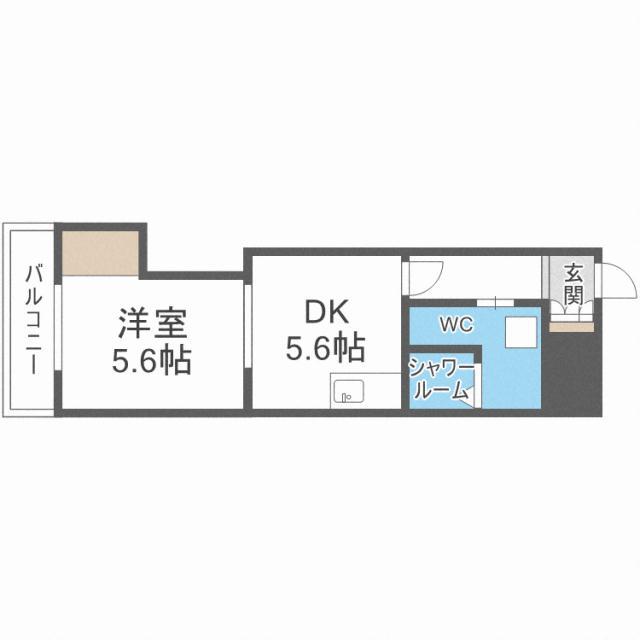 朝日プラザ北7条A棟(1DK/10階)の間取り写真
