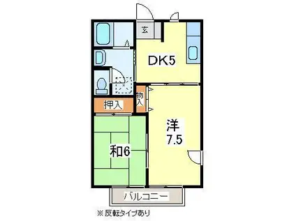 ロイヤルペガサスII(2DK/1階)の間取り写真