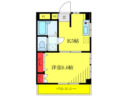 シャイン王子神谷(1DK/3階)の間取り写真