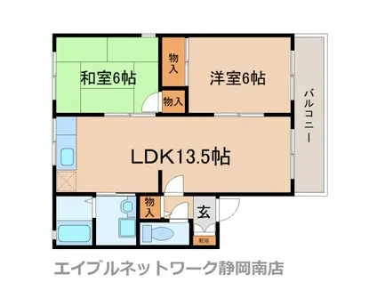 レインボー石津中町(2LDK/2階)の間取り写真