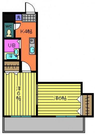 タウンハウス榎町(2K/4階)の間取り写真