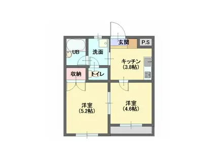 メルパルク(2K/1階)の間取り写真