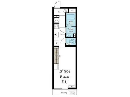 リブリ・GRAZIOSO狭山(1K/3階)の間取り写真