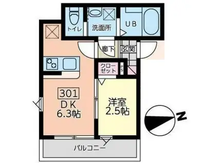 カーサフラーゼ(1DK/3階)の間取り写真