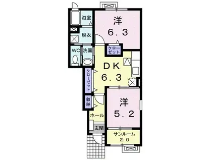 エクセレンスZ-IR(2DK/1階)の間取り写真
