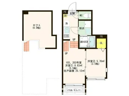 一本杉ヒルズ(2K/1階)の間取り写真